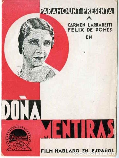 Cine: DO&Ntilde;A MENTIRAS. PROGRAMA DOBLE. REVERSO SIN IMPRIMIR CINE. - Foto 1