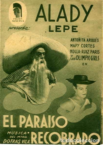 Cine: EL PARAISO RECOBRADO. PROGRAMA DOBLE. REVERSO SIN IMPRIMIR CINE - Foto 1