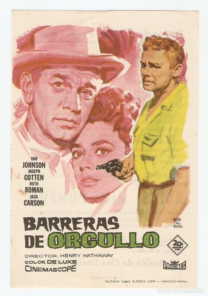 Cine: BARRERAS DE ORGULLO - VAN JOHNSON, JOSEPH COTTEN, RUTH ROMAN - HENRY HATHAWAY - SOCIEDAD PRINCIPAL