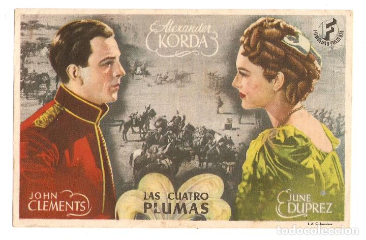 Cine: LAS CUATRO PLUMAS - JOHN CLEMENTS, JUNE DUPREZ, C AUBREY SMITH - CINE ECON&Oacute;MICO, PALAM&Oacute;S