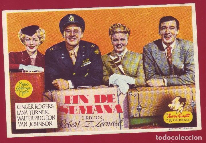 Cine: PROGRAMA DE MANO - FIN DE SEMANA - GINGER ROGERS - LANA TURNER - Foto 1