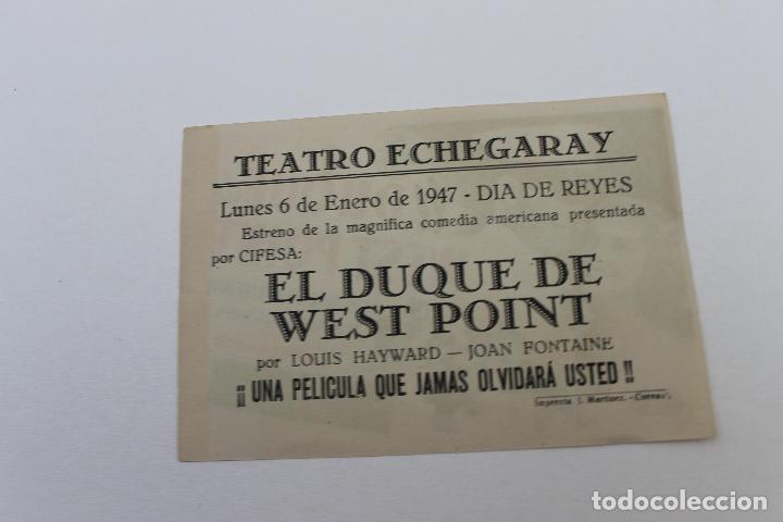 Cine: PROGRAMA EL DUQUE DE WEST POINT- TEATRO ECHEGARAY - 1947 - Foto 2