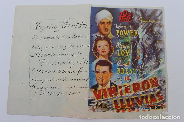  Flyers Publicitaires de films Anciens: PROGRAMA DOBLE, VINIERON LAS LLUVIAS, TEATRO BRETON, 1944, SALAMANCA
