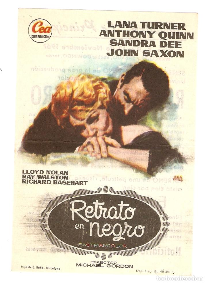 Kino: RETRATO EN NEGRO - LANA TURNER, ANTHONY QUINN, SANDRA DEE, JOHN SAXON -JANO -CINE SOCIEDAD PRINCIPAL