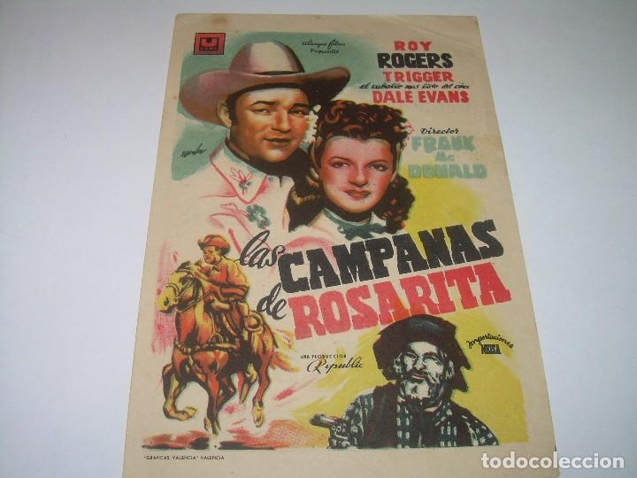 Cine: PROGRAMA DE CINE.....LAS CAMPANAS DE ROSARITA. - Foto 1