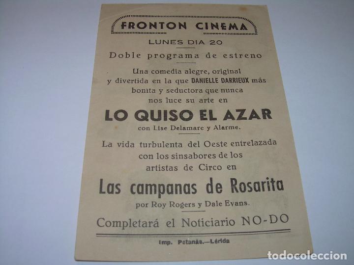 Cine: PROGRAMA DE CINE.....LAS CAMPANAS DE ROSARITA. - Foto 2