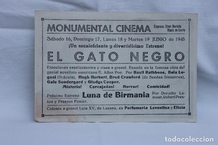 Cine: PROGRAMA EL GATO NEGRO, MONUMENTAL CINEMA, 1945, MELILLA - Foto 2