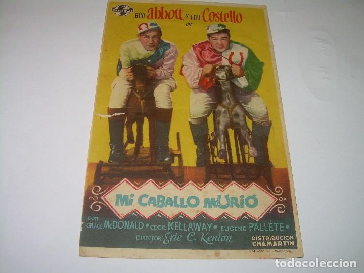 Cine: PROGRAMA DE CINE....ABBOTT Y COSTELLO...MI CABALLO MURIO. - Foto 1