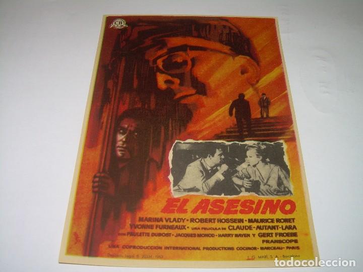  Foglietti di film di film antichi di cinema: PROGRAMA DE CINE....EL ASESINO.
