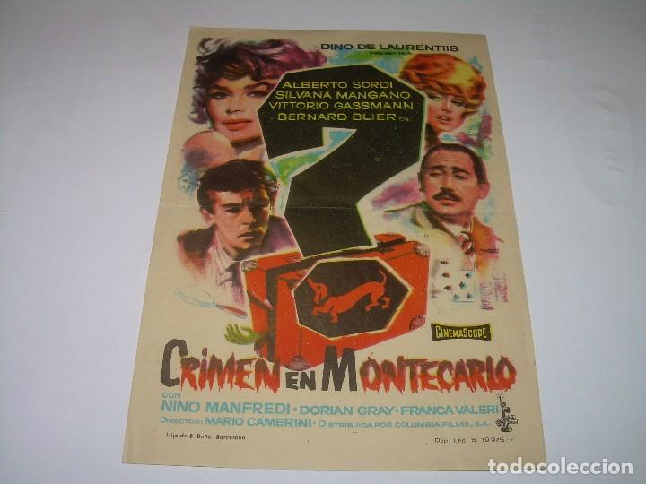 Cine: PROGRAMA DE CINE.....CRIMEN EN MONTECARLO. - Foto 1