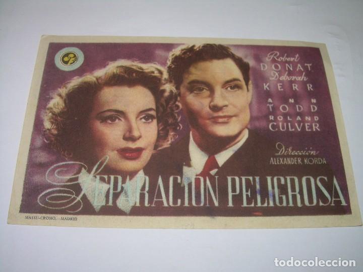 Cine: PROGRAMA DE CINE......SEPARACION PELIGROSA. - Foto 1