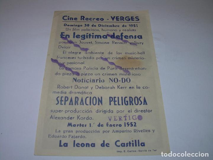 Cine: PROGRAMA DE CINE......SEPARACION PELIGROSA. - Foto 2