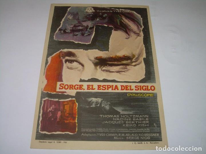 Folhetos de m&atilde;o de filmes antigos de cinema: PROGRAMA DE CINE.....SORGE, EL ESPIA DEL SIGLO.