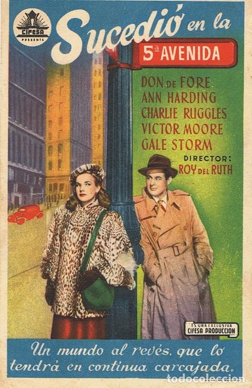 Cine: FOLLETO DE MANO &uml;SUCEDI&Oacute; EN LA 5&ordf; AVENIDA&uml; - Foto 1