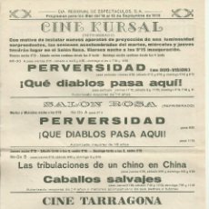 Cine: PROGRAMA DE MANO. ¡QUE DIABLOS PASA AQUI!, CABALLOS SALVAJES, PERVERSIDAD, IGUALADA 1976. Lote 81568660
