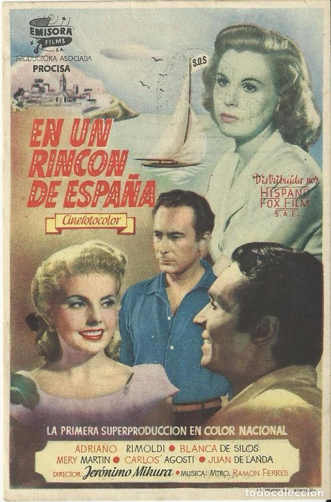 Cine: Programa Cine.En un rincon de Espa&ntilde;a.1949.Publicidad. - Foto 1