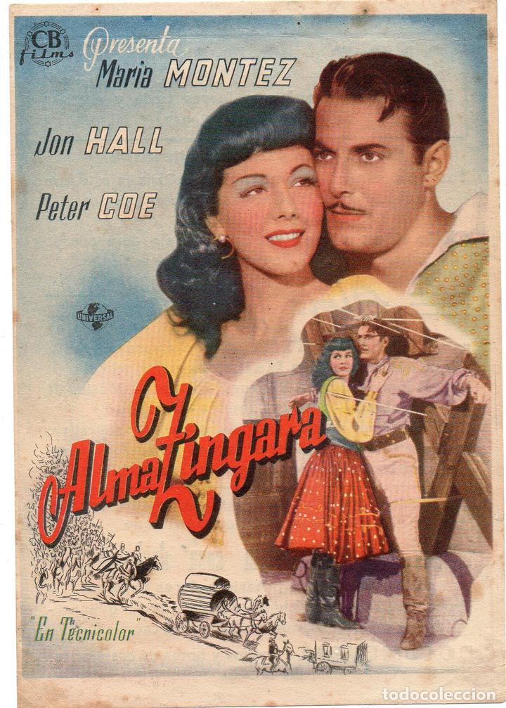 Cine: PRO001 ALMA Z&Iacute;NGARA. PROGRAMA DE MANO. MAR&Iacute;A MONTEZ. CON PUBLICIDAD - Foto 1