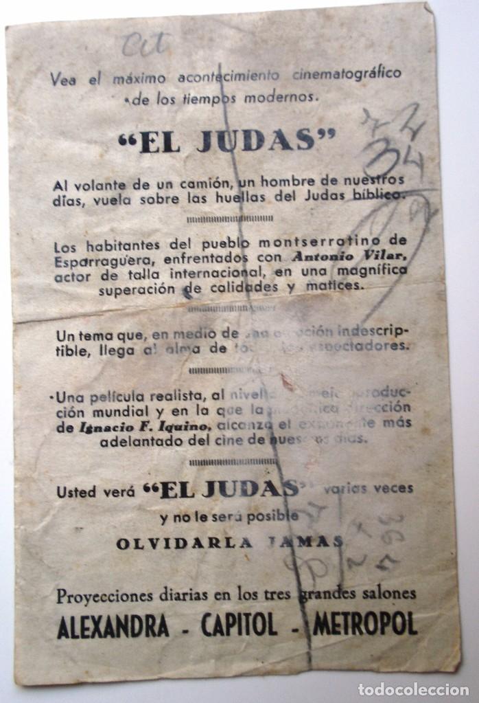Cine: ES UN PROGRAMA DE MANO EL JUDAS ES UN PROGRAMA DE CINE, DE LOS A&Ntilde;OS 40 - Foto 2
