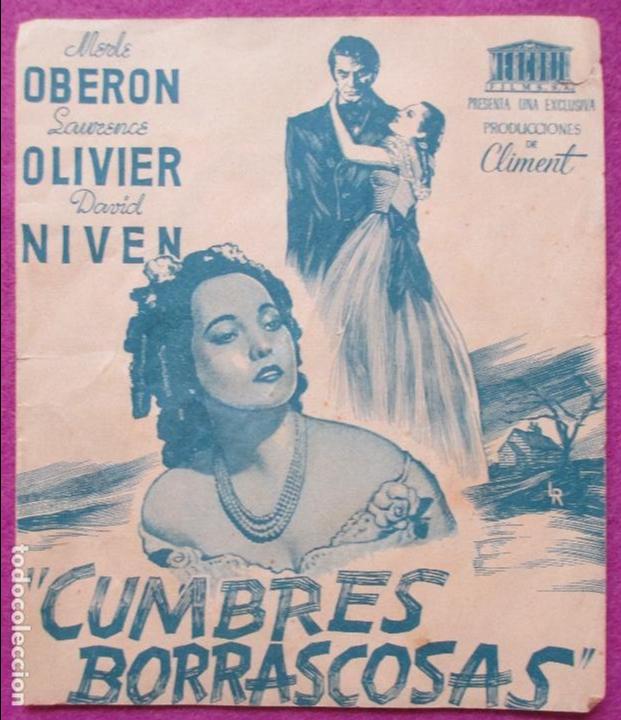 Cine: FOLLETO DE MANO, PROGRAMA CINE, CUMBRES BORRASCOSAS, DOBLE, PM190