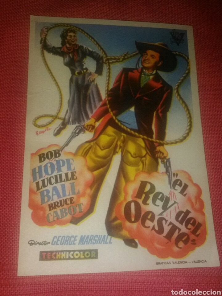 Kino: Folleto de mano pel&iacute;cula El rey del oeste Bob Hope Lucille Ball