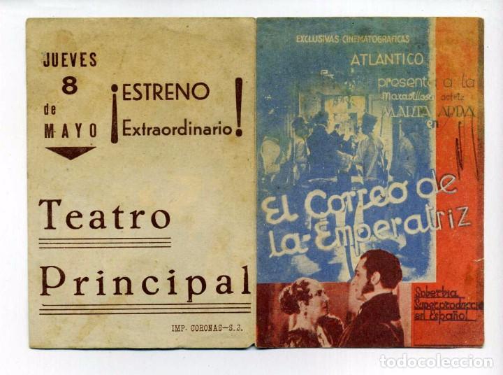 Cine: EL CORREO DE LA EMPERATRIZ, con Marta Abba. C/I.