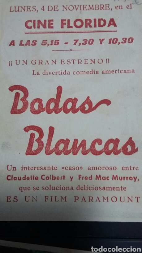 Cine: PROGRAMA Bodas blancas cClaudette Colbert Fred MacMurray Mitchell Leisen CON PUBLICIDAD - Foto 2