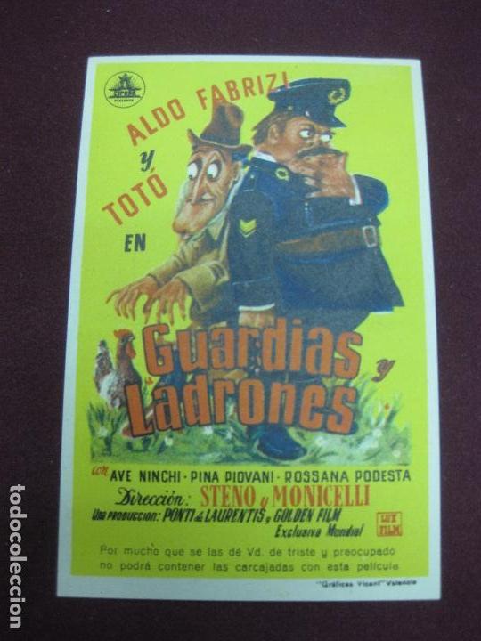 Cine: GUARDIAS Y LADRONES. ALDO FABRIZI Y TOTO. PROGRAMA.DE CINE - Foto 1