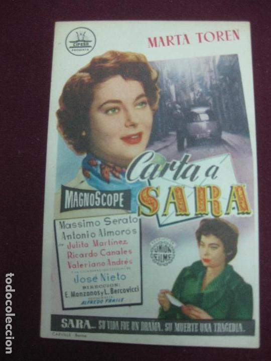 Cine: PROGRAMA DE CINE. CARTA A SARA. MARTA TOREN. CIFESA - Foto 1