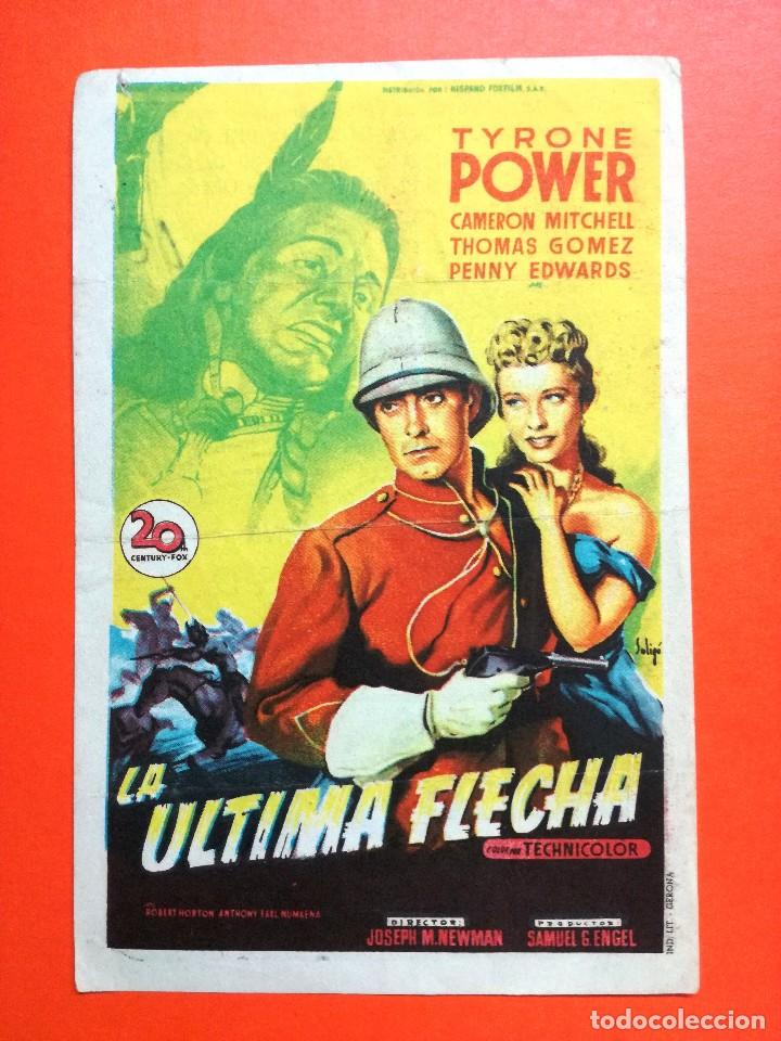 Cine: PROGRAMA SOLIGO - LA ULTIMA FLECHA- TYRONE POWER CAMERON MITCHELLE THOMAS GOMEZ CON PUBLICIDAD