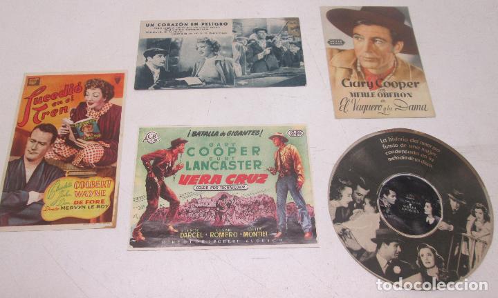  Foglietti di film di film antichi di cinema: Folletos mano,SUCEDIO EN EL TREN,UN CORAZON PELIGRO,VAQUERO Y LA DAMA,VERACRUZ,SERENATA NOSTALGICA