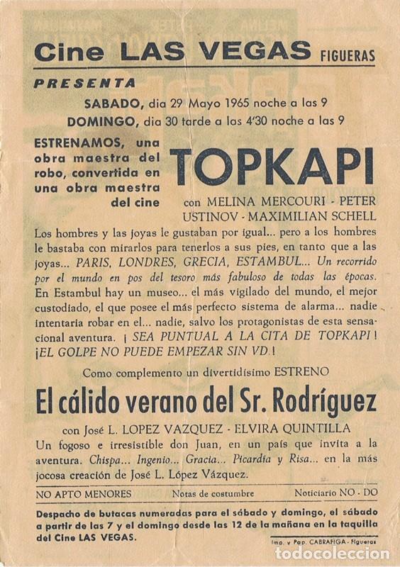 Cine: TOPKAPI FOLLETO DE MANO DE CINE - Foto 2