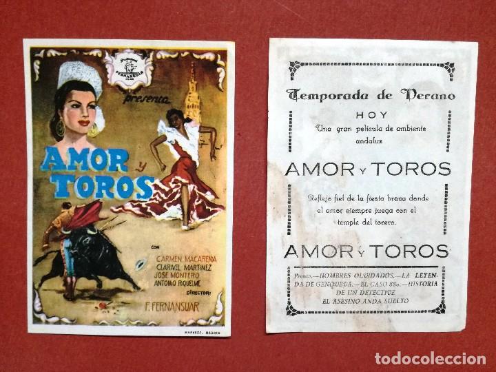  Flyers Publicitaires de films Anciens: AMOR Y TOROS PROGRAMA SENCILLO FERNANSUAR PEQUE&Ntilde;O CINE ESPA&Ntilde;OL ANTO--CINE CARDENIO,AYAMONTE.HUELVA--