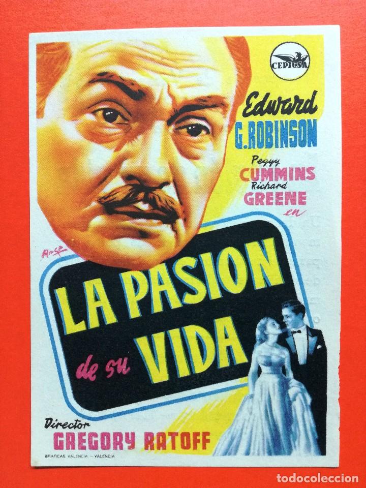 Cine: LA PASION DE SU VIDA EDWARD G ROBINSON FOLLETO DE MANO ORIGINAL-CINE CARDENIO AYAMONTE(HUELVA)