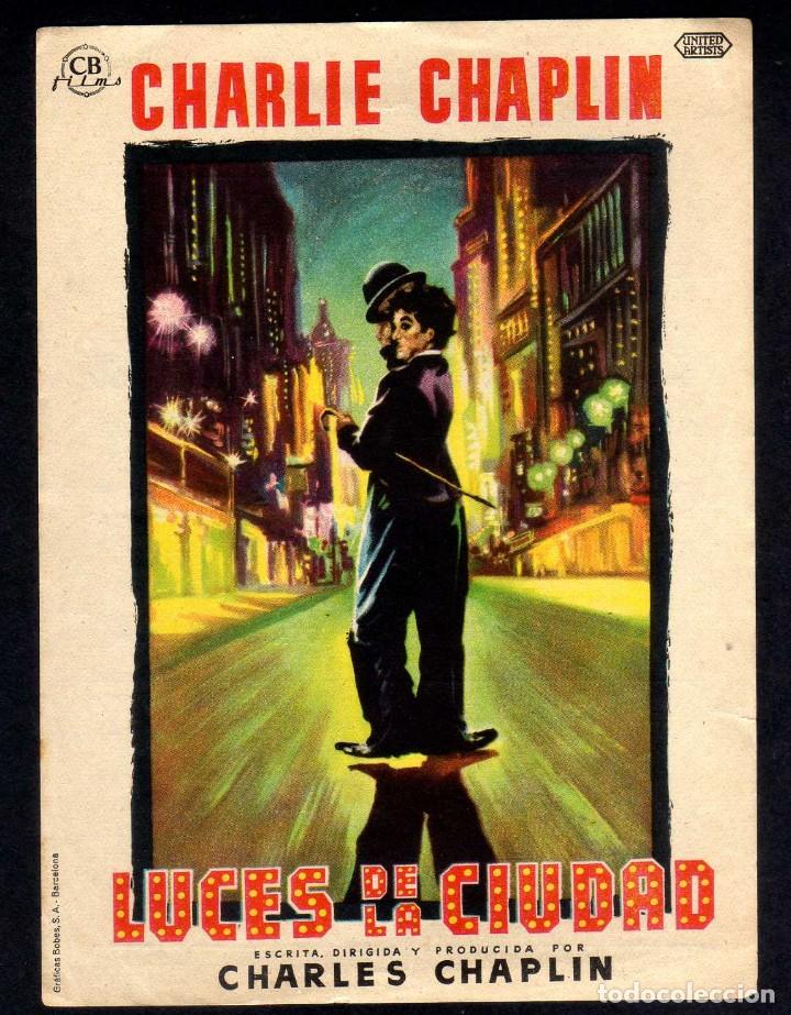 Cine: FOLLETO DE MANO: LUCES DE LA CIUDAD, CHARLIE CHAPLIN - MONUMENTAL CINEMA MELILLA 1957