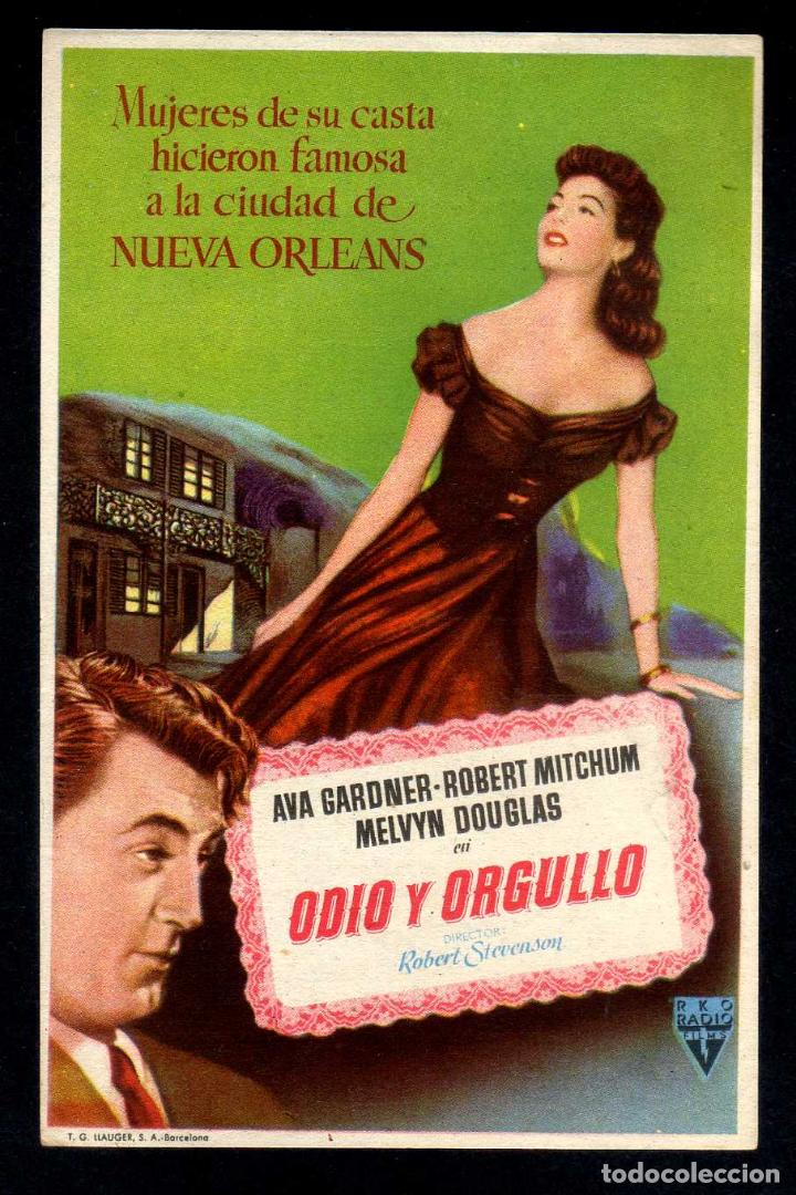 Cine: FOLLETO DE MANO: ODIO Y ORGULLO, AVA GARDNER, ROBERT MITCHUM - SIN PUBLICIDAD