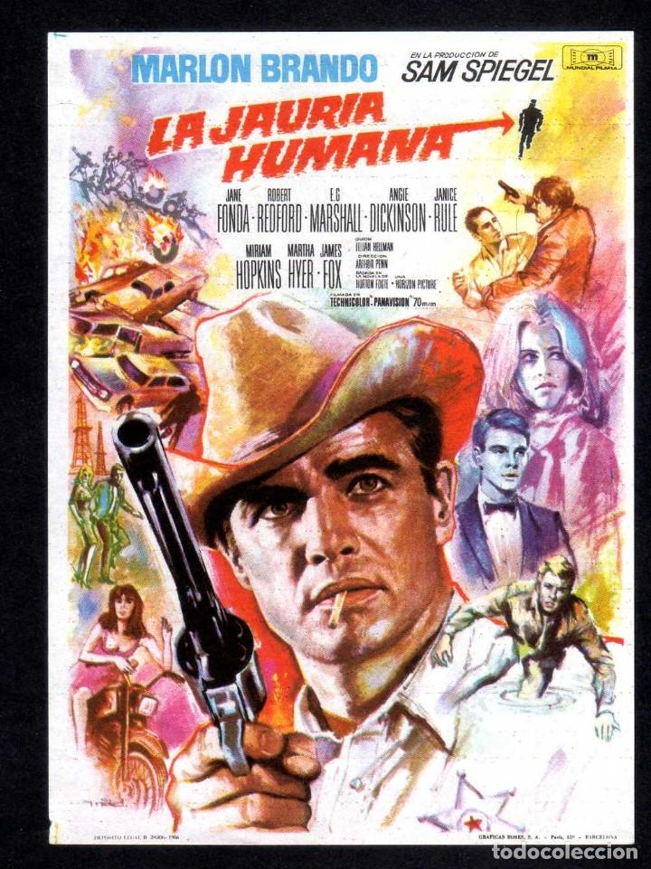 Cine: FOLLETO DE MANO: LA JAURIA HUMANA - MARLON BRANDO, SAM SPIEGEL, JANE FONDA - SIN PUBLICIDAD 1966