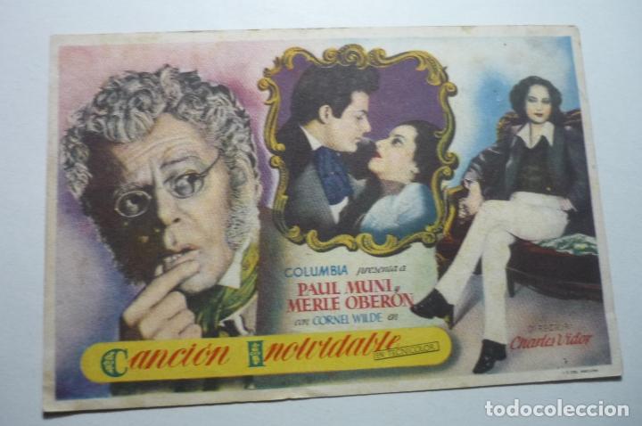 Cine: PROGRAMA CANCION INOLVIDABLE - PAUL MUNI -PUBLICIDAD - Foto 1