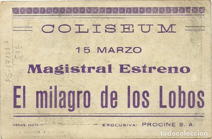 Cine: (PG-171000)PROGRAMA DE CINE EL MILAGRO DE LOS LOBOS - CINE COLISEUM - Foto 2