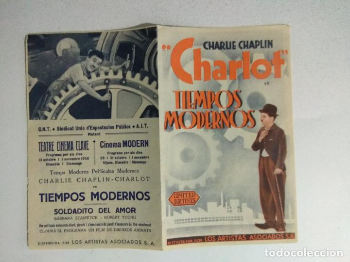 Cine: PROGRAMA DE CINE TIEMPOS MODERNOS, CHARLIE CHAPLIN, CHARLOT. Programa doble. 1936 - Foto 2