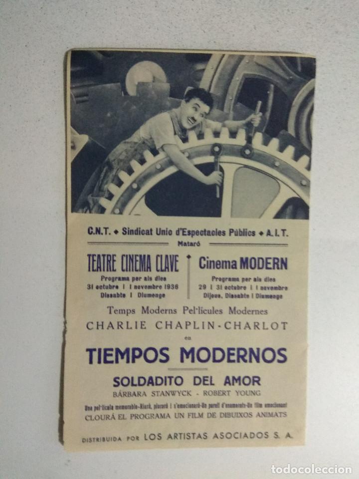 Cine: PROGRAMA DE CINE TIEMPOS MODERNOS, CHARLIE CHAPLIN, CHARLOT. Programa doble. 1936 - Foto 4