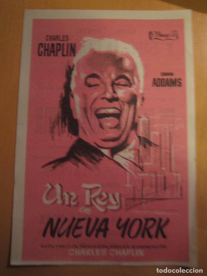 Cine: un rey en nueva york chaplin folleto de mano original estreno con cine impreso perfecto estado