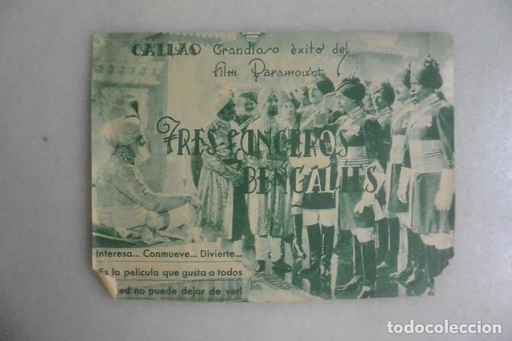 Foglietti di film di film antichi di cinema: FOLLETO CINE TRES LANCEROS BENGALIES. CINE CALLAO