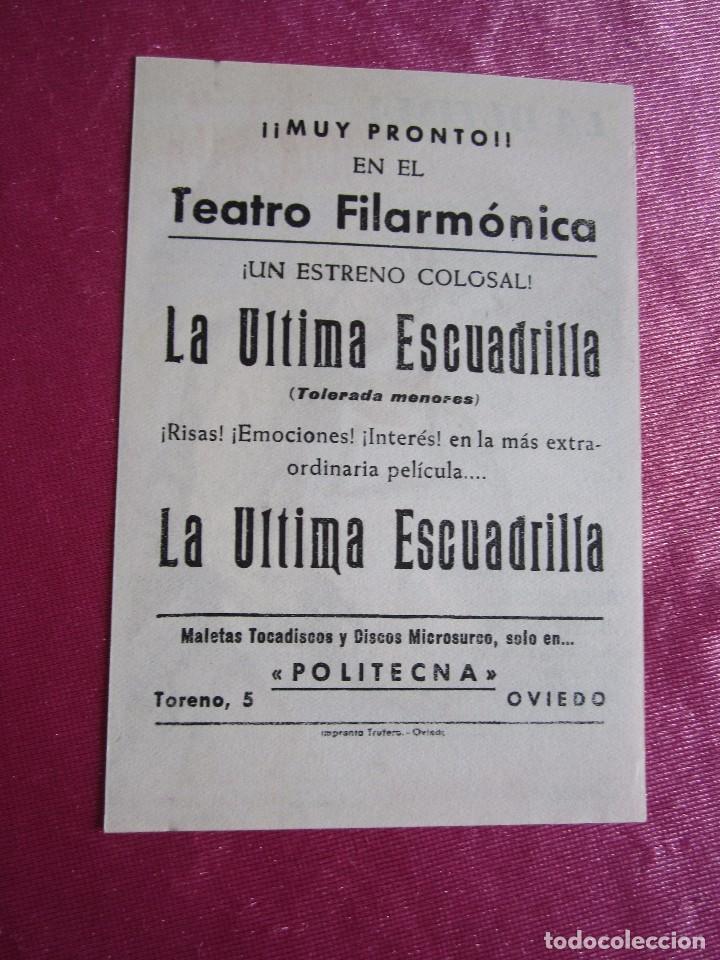 Cine: LA ULTIMA ESCUADRILLA  PROGRAMA DE CINE  EXCELENTE ESTADO DE PLANCHA . - Foto 3
