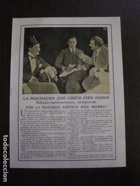  Flyers Publicitaires de films Anciens: LA MUCHACHA QUE COSTO CIEN DUROS - MAE MURRAY - PROGRAMA AJURIA  - VER FOTOS - (C-4042)