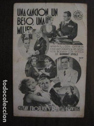  Foglietti di film di film antichi di cinema: UNA CANCION , UN BESO , UNA MUJER - TARJETA  - CINE PARIS  - (C-4046)