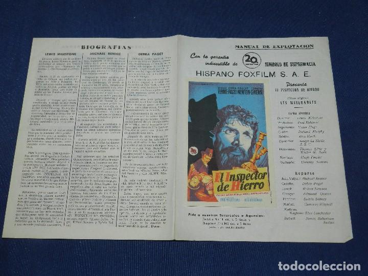 Cine: PROGRAMA EL INSPECTOR DE HIERRO CON GUIA DE LA PELICULA  , SOLIGO , SE&Ntilde;ALES DE USO