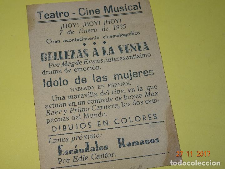 Cine: Antiguo Programa de Cine *BELLEZAS A LA VENTA* con Magde Evans del A&ntilde;o 1935 - Foto 4