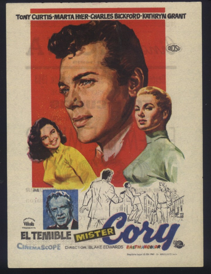 Cine: Q-01789- EL TEMIBLE MISTER CORY (DICISU) (CINE REGINA - SEVILLA) Tony Curtis - Martha Hyer