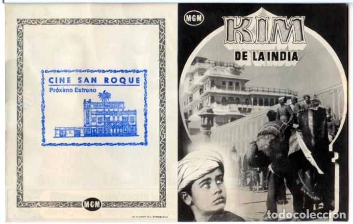 Cinema: KIM DE LA INDIA 1950 (FOLLETO PROGRAMA DE MANO ORIGINAL CON PUBLICIDAD CINE SAN ROQUE LAS PALMAS)