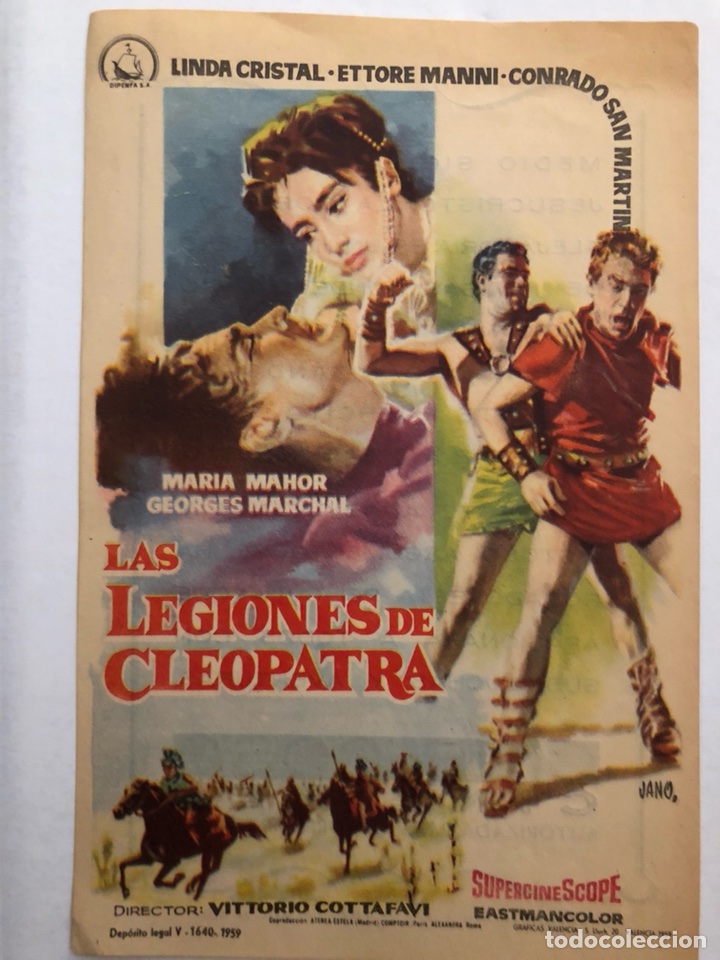 Cine: Programa las legiones de cleopatra.linda cristal.cine impreso
